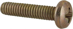 Made in USA - #8-32 UNC, 3/4" Length Under Head Phillips Drive Machine Screw - Pan Head, Grade 3 Steel, Yellow Cadmium-Plated Finish, Without Washer - Industrial Tool & Supply