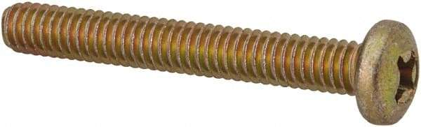 Made in USA - #8-32 UNC, 1-1/4" Length Under Head Phillips Drive Machine Screw - Pan Head, Grade 3 Steel, Yellow Cadmium-Plated Finish, Without Washer - Industrial Tool & Supply