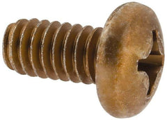 Made in USA - 1/4-20 UNC, 1/2" Length Under Head Phillips Drive Machine Screw - Pan Head, Grade 3 Steel, Yellow Cadmium-Plated Finish, Without Washer - Industrial Tool & Supply