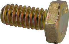 Made in North America - 1/4-20 UNC, 9/16" Length Under Head Hex Head Cap Screw - Grade 8 Alloy Steel, Zinc-Plated Finish, 7/16" Hex - Industrial Tool & Supply