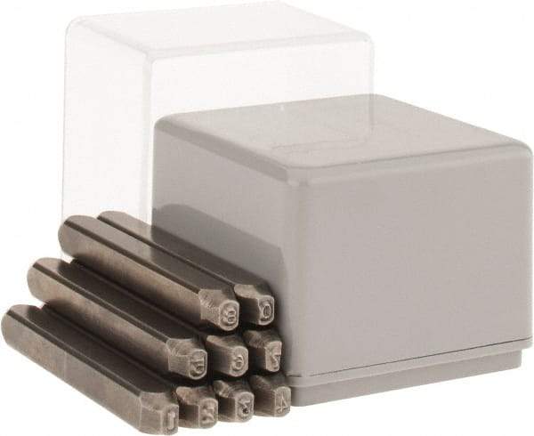 C.H. Hanson - 9 Piece, 3/32" Character Steel Stamp Set - Figures, Reverse - Industrial Tool & Supply