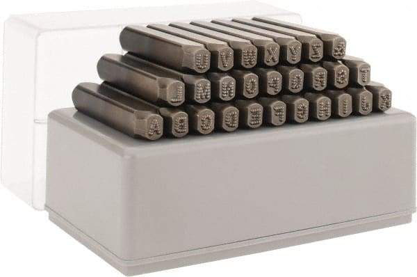 C.H. Hanson - 27 Piece, 3/16" Character Steel Stamp Set - Letters, Standard - Industrial Tool & Supply