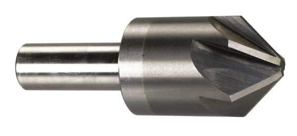 M.A. Ford - 1" Head Diam, 1/2" Shank Diam, 6 Flute 100° Solid Carbide Countersink - Bright Finish, 2-3/4" OAL, 1/4" Nose Diam, Single End, Straight Shank, Right Hand Cut - Industrial Tool & Supply