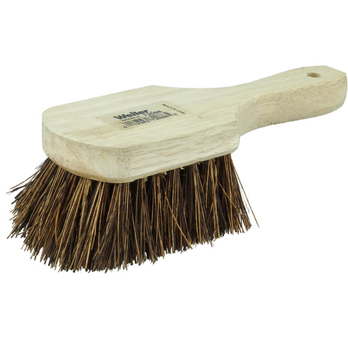 8″ Utility Scrub Brush, Palmyra Fill, Short Handle, Wood Block - Industrial Tool & Supply