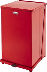 Rubbermaid - 40 Gal Square Unlabeled Trash Can - 30" High x 19" Long x 19" Wide, Red, Steel - Industrial Tool & Supply