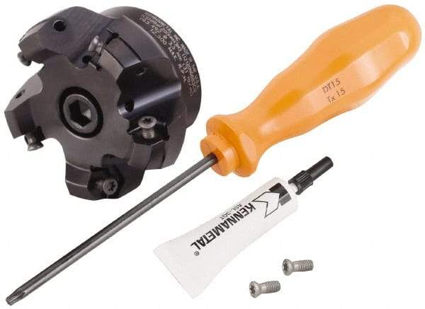 Kennametal - 5 Inserts, 2.517" Cutter Diam, 0.065" Max Depth of Cut, Indexable High-Feed Face Mill - 3/4" Arbor Hole Diam, 1.575" High, KSHR Toolholder, HNGJ 0905.. Inserts, Series Dodeka Mini High-Feed - Industrial Tool & Supply