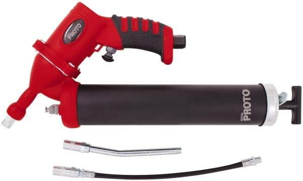 Proto - 3,600 Max psi, Air-Operated Grease Gun - 14 oz Capacity, 1/8 Thread Outlet, 3-Way, Bulk, Cartridge & Filler Pump - Industrial Tool & Supply