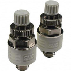 SMC PNEUMATICS - Speed & Flow Control Valves Valve Type: Metering Valve with Silencer Male Thread Size: 10-32 UNF - Industrial Tool & Supply