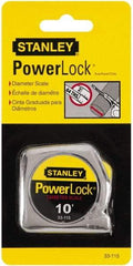 Stanley - 10' x 1/4" Yellow Blade Tape Measure - 1/32 & 1/16" Graduation, Inch Graduation Style, Silver Case - Industrial Tool & Supply