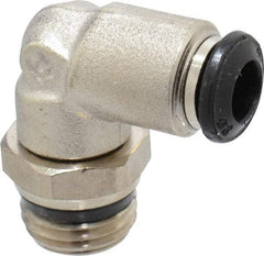 Alpha Technologies - 6mm Outside Diam, 1/4 Universal, Nickel Plated Brass Push-to-Connect Tube Male Swivel Elbow - 250 Max psi, Tube to Universal Thread Connection, Buna O-Ring - Industrial Tool & Supply