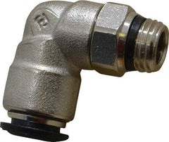 Alpha Technologies - 10mm Outside Diam, 1/4 Universal, Nickel Plated Brass Push-to-Connect Tube Male Swivel Elbow - 250 Max psi, Tube to Universal Thread Connection, Buna O-Ring - Industrial Tool & Supply