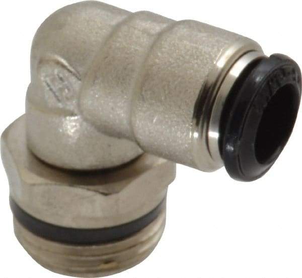 Alpha Technologies - 8mm Outside Diam, 3/8 Universal, Nickel Plated Brass Push-to-Connect Tube Male Swivel Elbow - 250 Max psi, Tube to Universal Thread Connection, Buna O-Ring - Industrial Tool & Supply