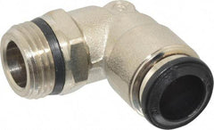 Alpha Technologies - 10mm Outside Diam, 3/8 Universal, Nickel Plated Brass Push-to-Connect Tube Male Swivel Elbow - 250 Max psi, Tube to Universal Thread Connection, Buna O-Ring - Industrial Tool & Supply