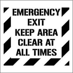 NMC - Emergency Exit - Keep Area Clear at All Times Stencil - 0.06 Inch Thick, Polyethylene, English - Industrial Tool & Supply