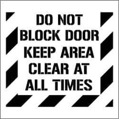 NMC - Do Not Block Door - Keep Area Clear at All Times Stencil - 0.06 Inch Thick, Polyethylene, English - Industrial Tool & Supply