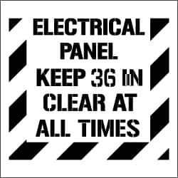 NMC - Electrical Panel - Keep 36 in Clear at All Times Stencil - 0.06 Inch Thick, Polyethylene, English - Industrial Tool & Supply