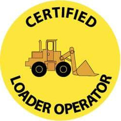 NMC - Certified Loader Operator, Hard Hat Label - Black & Orange on Yellow, 2" Thick, For Certified Operator - Industrial Tool & Supply