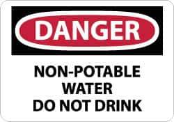 NMC - "Danger - Non-Potable Water - Do Not Drink", 10" Long x 14" Wide, Rigid Plastic Safety Sign - Rectangle, 0.05" Thick, Use for Accident Prevention - Industrial Tool & Supply