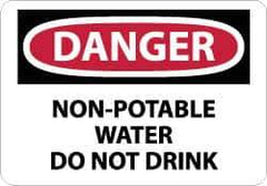 NMC - "Danger - Non-Potable Water - Do Not Drink", 10" Long x 14" Wide, Rigid Plastic Safety Sign - Rectangle, 0.05" Thick, Use for Accident Prevention - Industrial Tool & Supply