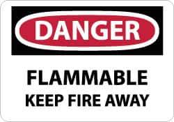 NMC - Danger - Flammable - Keep Fire Away, Aluminum Fire Sign - 10" Wide x 7" High - Industrial Tool & Supply