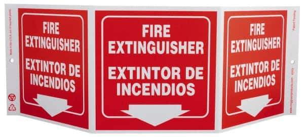 NMC - Fire Extinguisher, Rigid Plastic Fire Sign - 20" Wide x 7-1/2" High, English/Spanish - Industrial Tool & Supply