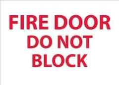 NMC - Fire Door - Do Not Block, Aluminum Fire Sign - 10" Wide x 7" High - Industrial Tool & Supply