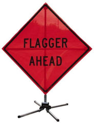 NMC - Roll-Up Traffic Sign Stand - Aluminum, Compatible with 18" High x 18" Wide Signs - Industrial Tool & Supply