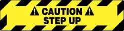 NMC - Caution - Step Up, Anti-Skid Pressure-Sensitive Vinyl Floor Sign - Rectangle, Black on Yellow, Adhesive Backed, For Accident Prevention - Industrial Tool & Supply