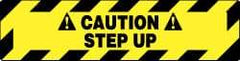 NMC - Caution - Step Up, Anti-Skid Pressure-Sensitive Vinyl Floor Sign - Rectangle, Black on Yellow, Adhesive Backed, For Accident Prevention - Industrial Tool & Supply