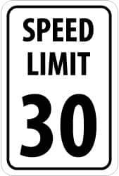 NMC - "Speed Limit 30", 18" Wide x 24" High, Aluminum Speed Limit Signs - 0.08" Thick, Black on White, High Intensity Reflectivity, Rectangle, Post Mount - Industrial Tool & Supply