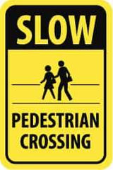 NMC - "Slow - Pedestrian Crossing", "Pedestrians Crossing", 18" Wide x 24" High, Aluminum Pedestrian Crossing Signs - 0.08" Thick, Black on Yellow, High Intensity Reflectivity, Rectangle, Post Mount - Industrial Tool & Supply