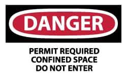 NMC - Accident Prevention Label, Header: DANGER - Legend: Danger - Permit Required - Confined Space - Do Not Enter, English, Red, Black & White, 5" Long x 3" High, Sign Muscle Finish - Industrial Tool & Supply