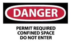 NMC - Accident Prevention Label, Header: DANGER - Legend: Danger - Permit Required - Confined Space - Do Not Enter, English, Red, Black & White, 5" Long x 3" High, Sign Muscle Finish - Industrial Tool & Supply