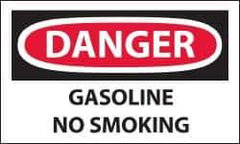 NMC - Accident Prevention Label, Header: DANGER - Legend: Danger - Gasoline - No Smoking, English, Red, Black & White, 5" Long x 3" High, Sign Muscle Finish - Industrial Tool & Supply