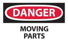 NMC - Accident Prevention Label, Header: DANGER - Legend: Danger - Moving Parts, English, Red, Black & White, 5" Long x 3" High, Sign Muscle Finish - Industrial Tool & Supply