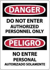 NMC - Security & Admittance Label, Header: DANGER - Legend: Danger - Do Not Enter - Authorized Personnel Only, English & Spanish, Black, Red & White, 3" Long x 5" High, Sign Muscle Finish - Industrial Tool & Supply