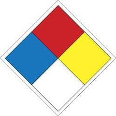 NMC - Hazardous Materials Label - Legend: Hazard Material System, English, Blue, Red, Yellow, Black & White, 4" Long x 4" High, Sign Muscle Finish - Industrial Tool & Supply