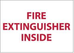 NMC - Fire Extinguisher Inside, Pressure Sensitive Vinyl Fire Sign - 5" Wide x 3" High - Industrial Tool & Supply