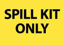 NMC - Hazardous Materials Label - Legend: Spill Kit Only, English, Black & Yellow, 5" Long x 3" High, Sign Muscle Finish - Industrial Tool & Supply
