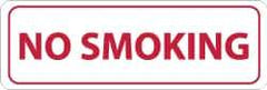 NMC - Smoking Regulations Label - Legend: No Smoking, English, Red on White, 12" Long x 4" High, Sign Muscle Finish - Industrial Tool & Supply