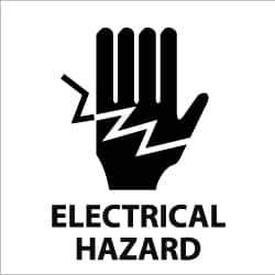 NMC - Accident Prevention Label - Legend: Electrical Hazard, English, Black & White, 4" Long x 4" High, Sign Muscle Finish - Industrial Tool & Supply