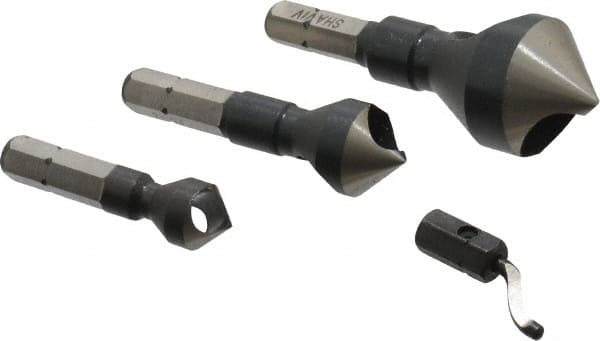 Vargus - 4 Piece, 5/16 to 13/16" Head Diam, Single End Countersink Set - Industrial Tool & Supply