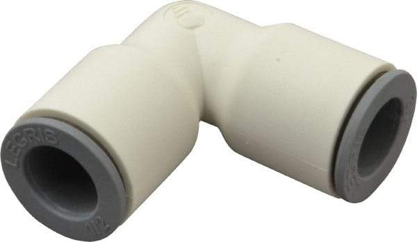 Parker - 1/2" OD, Bio-Sourced Nylon 11 Push-to-Connect Union Elbow - 160 Max psi, White - Industrial Tool & Supply
