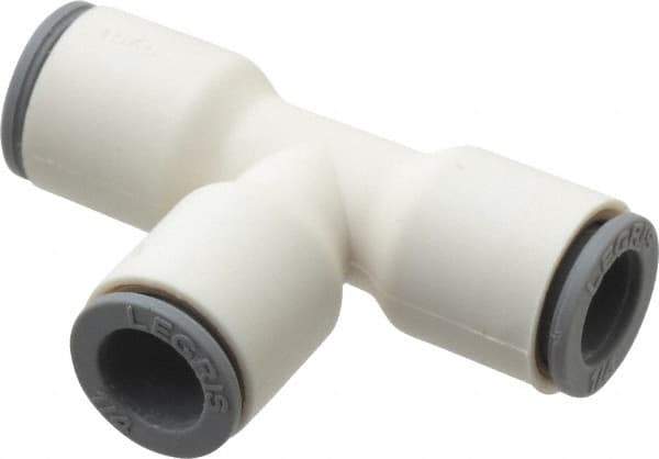 Parker - 1/4" OD, Bio-Sourced Nylon 11 Push-to-Connect Union Tee - 230 Max psi, White - Industrial Tool & Supply