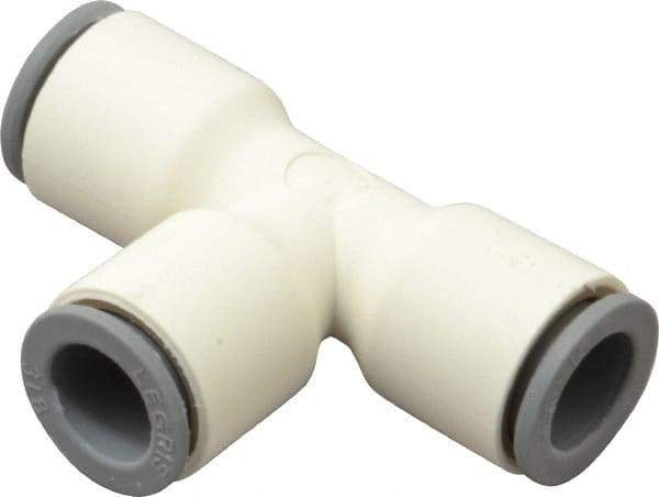 Parker - 3/8" OD, Bio-Sourced Nylon 11 Push-to-Connect Union Tee - 160 Max psi, White - Industrial Tool & Supply