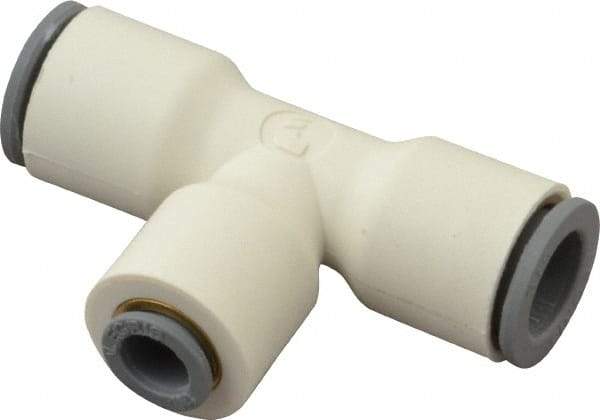 Parker - 3/8 x 1/4" OD, Bio-Sourced Nylon 11 Push-to-Connect Union Tee - 190 Max psi, White - Industrial Tool & Supply