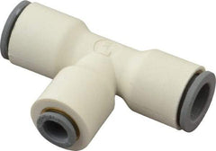 Parker - 3/8 x 1/4" OD, Bio-Sourced Nylon 11 Push-to-Connect Union Tee - 190 Max psi, White - Industrial Tool & Supply