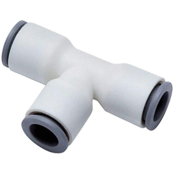 Parker - 1/2" OD, Bio-Sourced Nylon 11 Push-to-Connect Union Tee - 160 Max psi, White - Industrial Tool & Supply