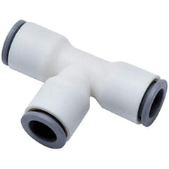 Parker - 1/2" OD, Bio-Sourced Nylon 11 Push-to-Connect Union Tee - 160 Max psi, White - Industrial Tool & Supply
