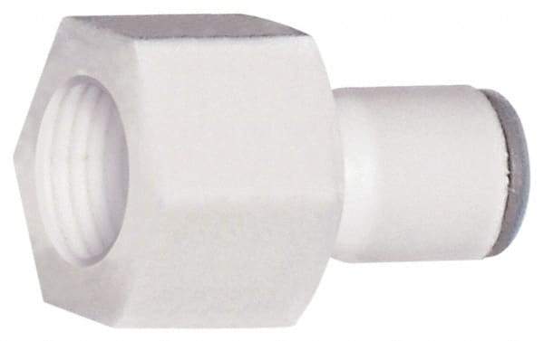 Parker - 3/8" OD, 3/8 NPTF, Bio-Sourced Nylon 11 Push-to-Connect Female Connector - 190 Max psi, White - Industrial Tool & Supply